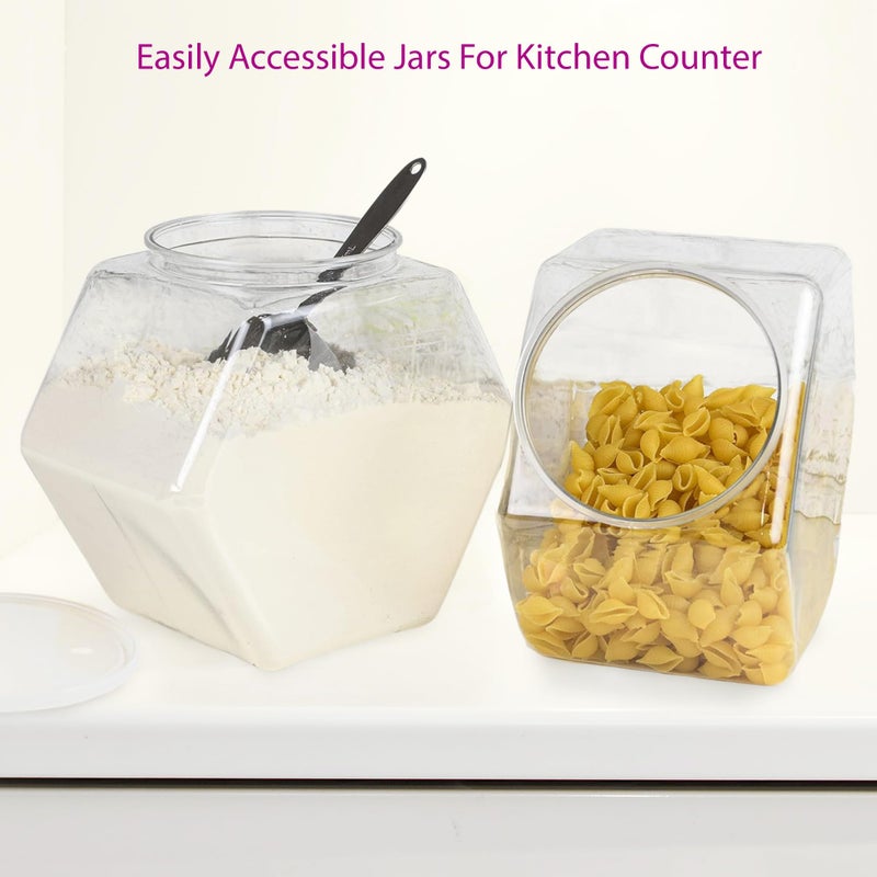DilaBee 2-Pack Plastic Cookie Jar - 1 Gallon Hexagon Candy Jars with Lids for Candy Buffet, Kitchen & Office - Clear Jars with Lids for Cookies, Candies & Dry Food - Plastic Jar with Labels - BPA-Free - Image 3